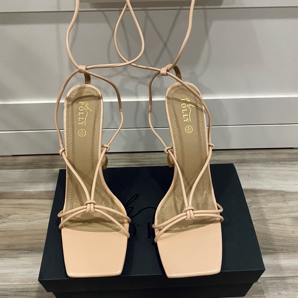 Oh Polly “Lace it up” Strappy lace up heel - Nude - Picture 3 of 9